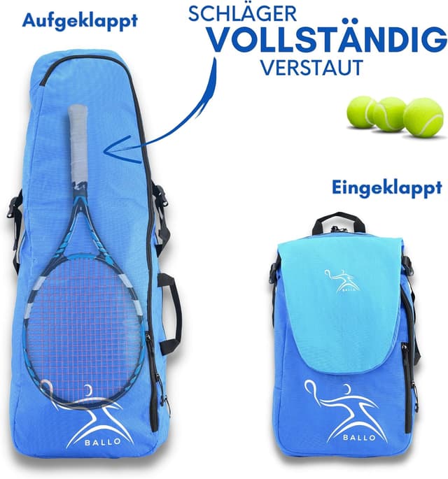 Detalle de BALLO® Tennisrucksack / Tennistasche mit Schuhfach und geschlossener Schlägerfach – für Tennis & Badminton