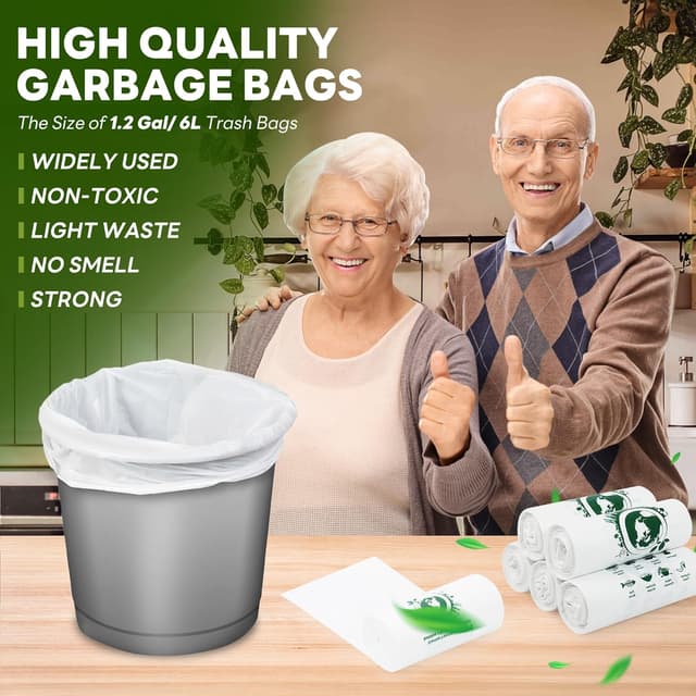 Detalle de Biodegradable Food Waste Bags (120 Pack) for 6 Litre Bins – 100% Recycled, Compostable Bin Liners