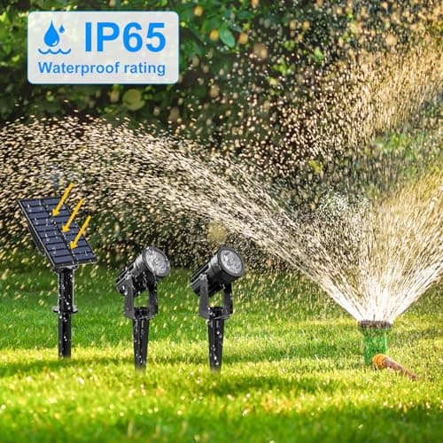 Detalle de NATPOW foco solar LED exterior para jardín IP65 (3000K) con 2 niveles de brillo