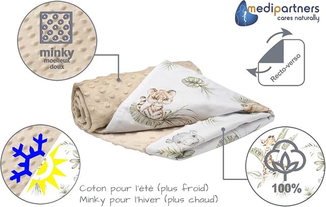 Thumbnail 4 de Medi Partners Manta para bebé 75x100 cm Safari beige 🧸