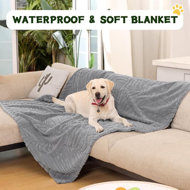Detalle de BaoDan wasserdichte Hundedecke 73 x 100 cm – waschbare Fleecedecke für Bett, Couch & Sofa (Grau)