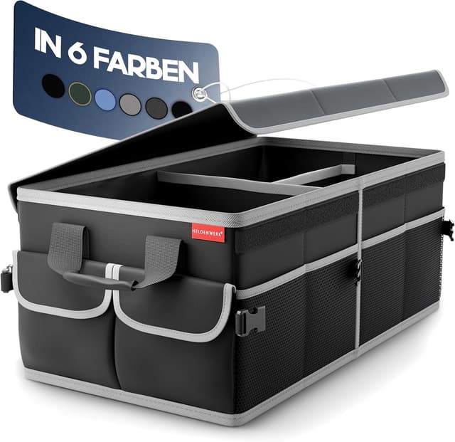 Detalle de HELDENWERK Premium Kofferraum-Organizer mit Deckel, faltbar und rutschfest