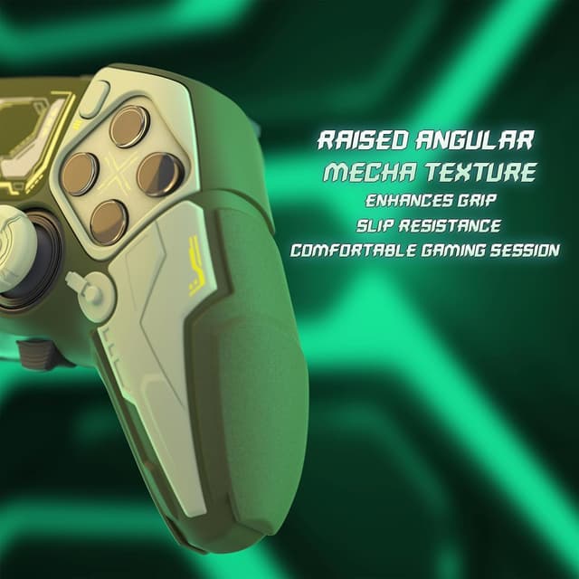 Detalle 1 de playvital Silicone Cover Skin for PS5 Edge Controller (Stellar Mecha, Anti-slip) – Army Green & Sage Green