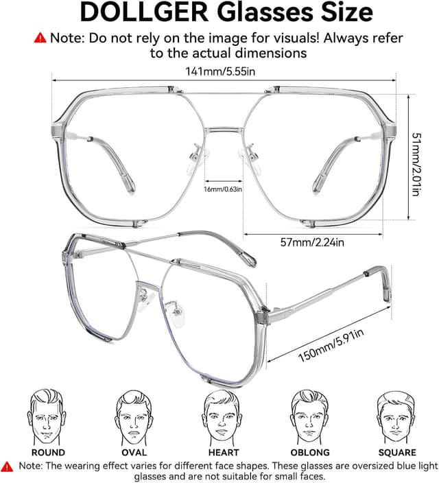 Thumbnail 4 de Dollger Pilotenbrille Blaulichtfilter UV400 PC Gaming