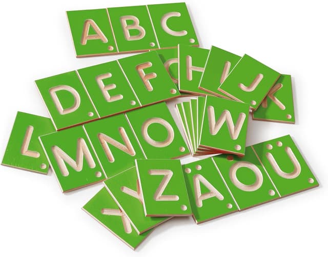 Detalle 2 de Erzi FUNLAB Gioco educativo Lettere maiuscole in compensato di betulla