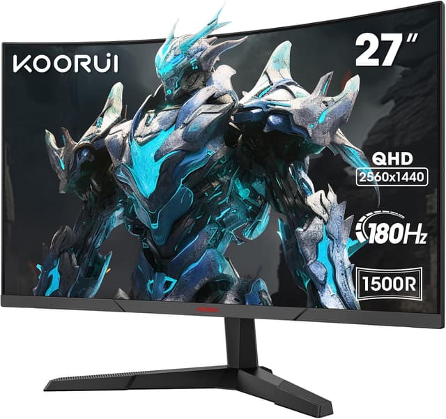 Detalle de KOORUI 27-inch QHD curved gaming monitor (180Hz, 1500R, VA, FreeSync/Adaptive-Sync)
