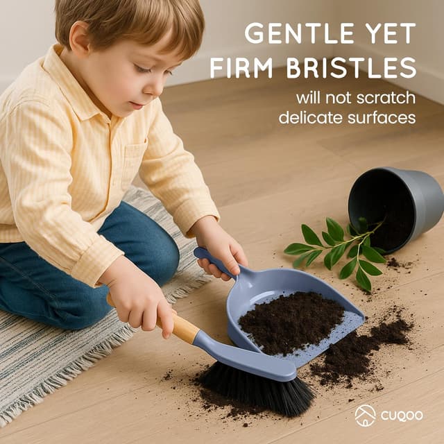 Thumbnail 3 de CUQOO Dustpan and Brush Set Compact Bamboo