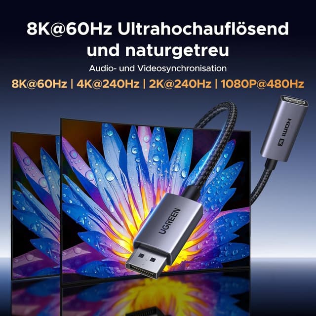 Detalle 2 de UGREEN DisplayPort zu HDMI Adapter 8K 60Hz