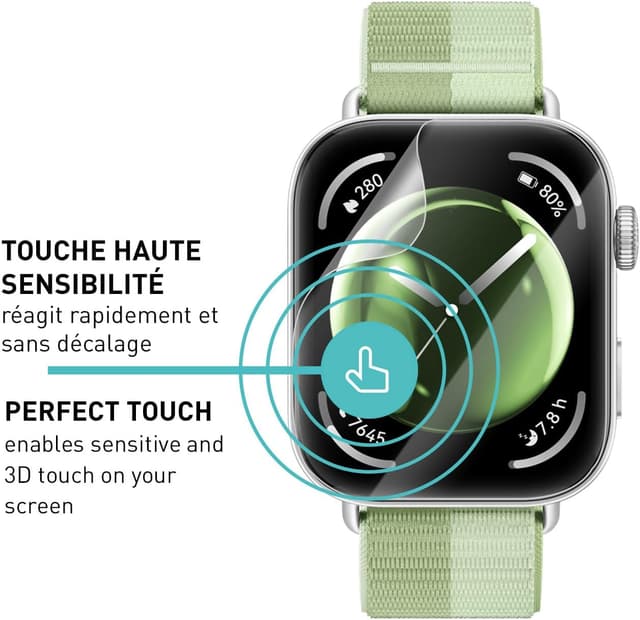 Detalle 2 de smartect Protecteur d’écran TPU pour Huawei Watch Fit 3 (lot de 3, transparent)