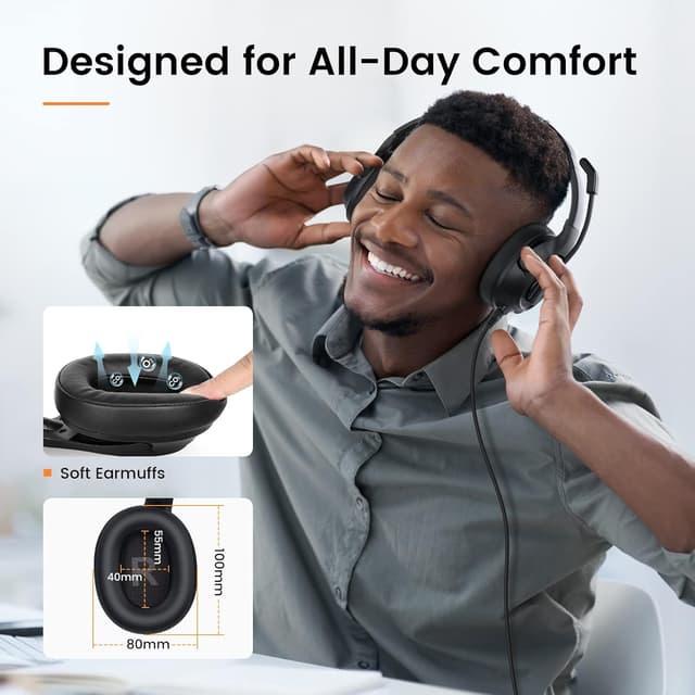 Detalle 2 de EKSA H2 USB headset with noise‑cancel mic