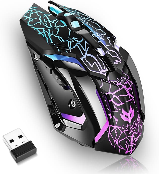 Detalle de Wireless Gaming Mouse (Rechargeable) with Type-C Fast Charging, 3 DPI Levels & 6 Silent Buttons