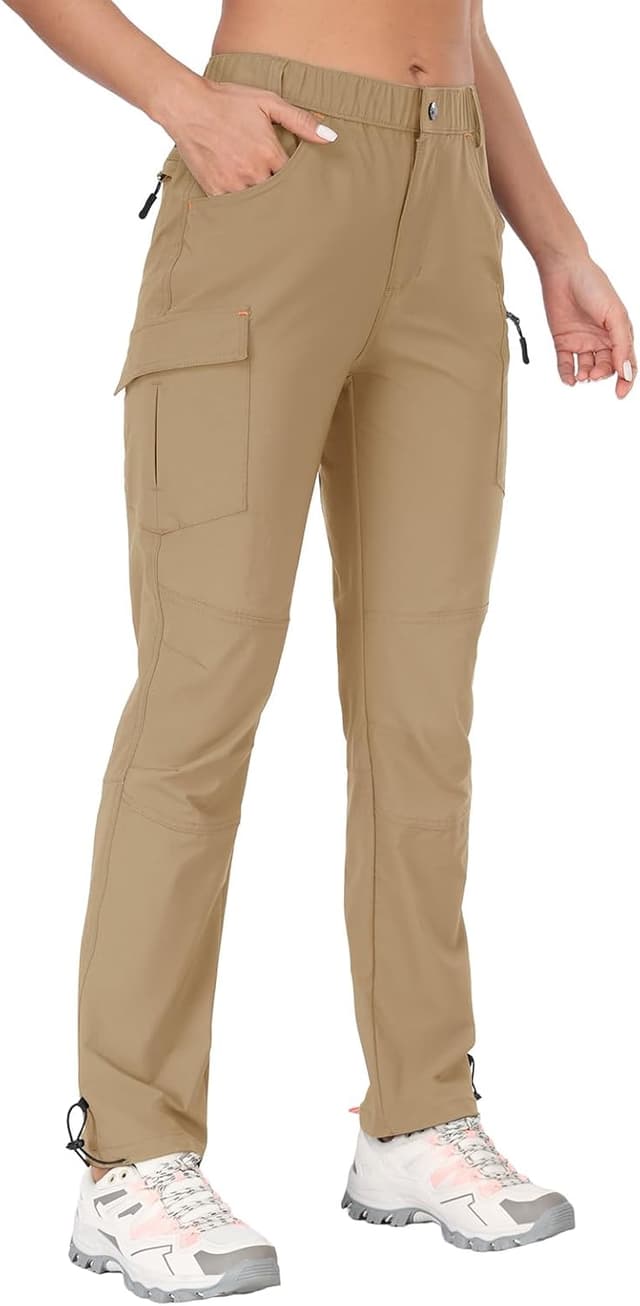 Detalle de GymBrave Pantaloni Trekking Donna Cargo Capri 3/4 leggeri ad asciugatura rapida con tasche zip