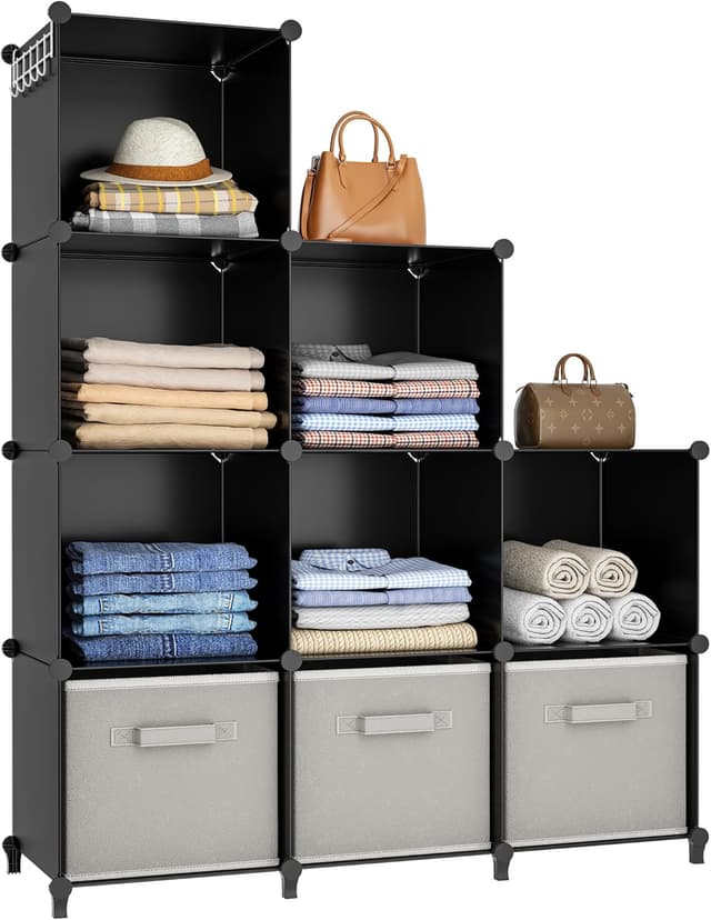 Detalle de HOMIDEC 9-Cube Closet Organizer Storage Cubes (11.8 in each cube) in Black