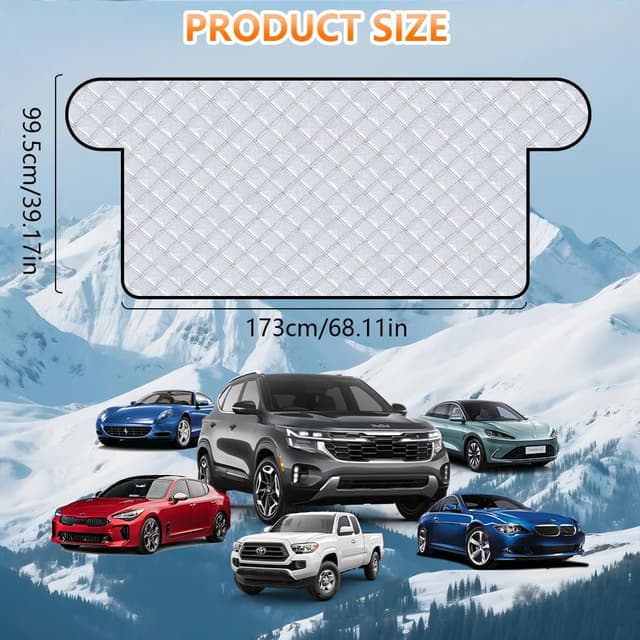 Detalle 2 de Alaoo copri parabrezza da auto antighiaccio e anti grandine, telo invernale per neve e gelo