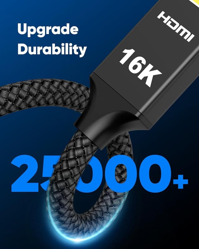 Detalle 2 de Capshi 96Gbps HDMI 2.2 Cable (6.6 ft) — 16K@60Hz, 8K@120Hz, 4K@240Hz with HDR, eARC & HDCP 2.2/2.3