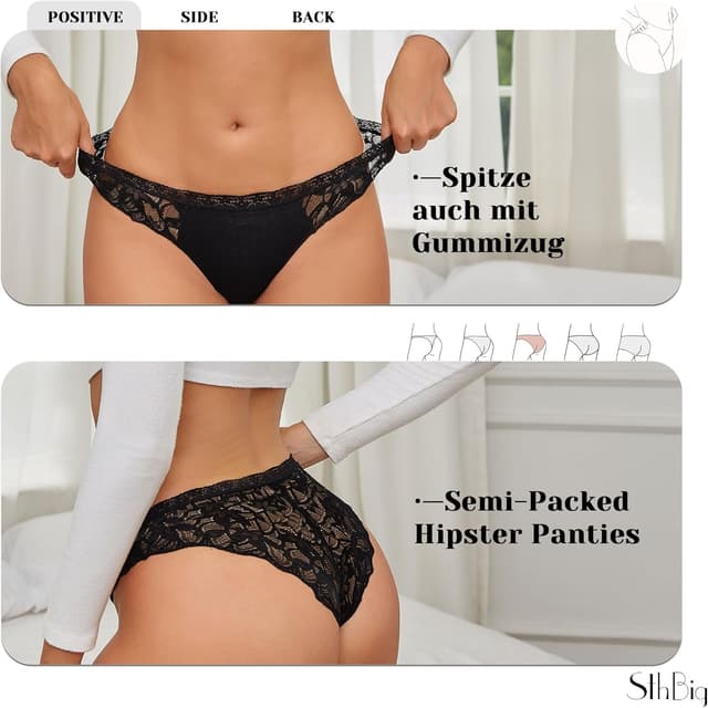 Thumbnail 4 de Sth Big Spitzen Unterhosen Damen Slip Unterwäsche Hipster 4er Set