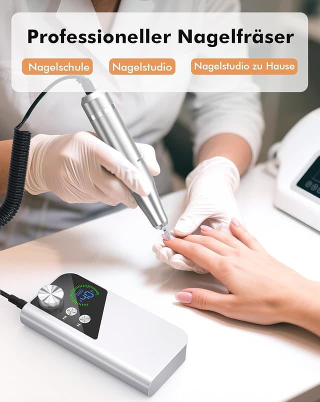 Detalle 2 de HOMEASY Nagelfräser Profi mit 40.000 U/min, Akku und LCD-Anzeige (6 Bits)