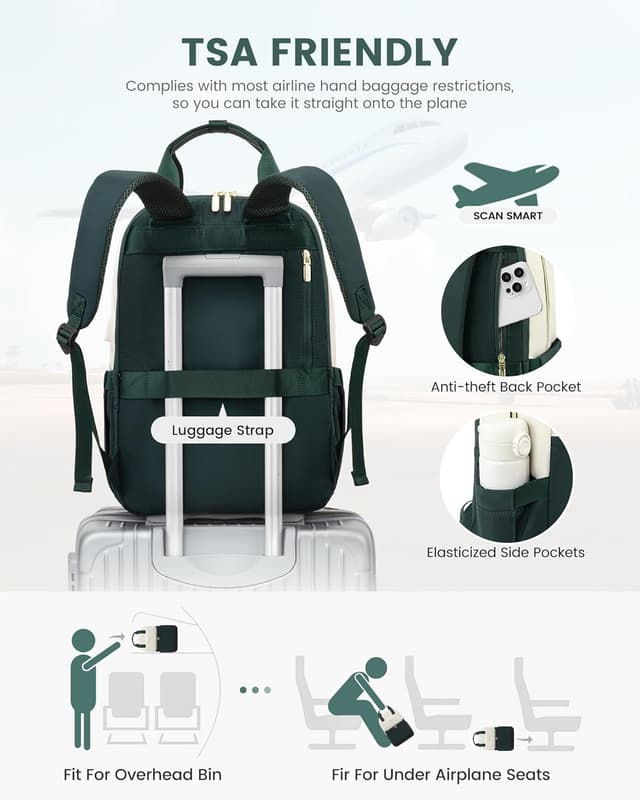 Thumbnail 6 de LOVEVOOK Rucksack Damen 15,6 Zoll Dunkelgrün