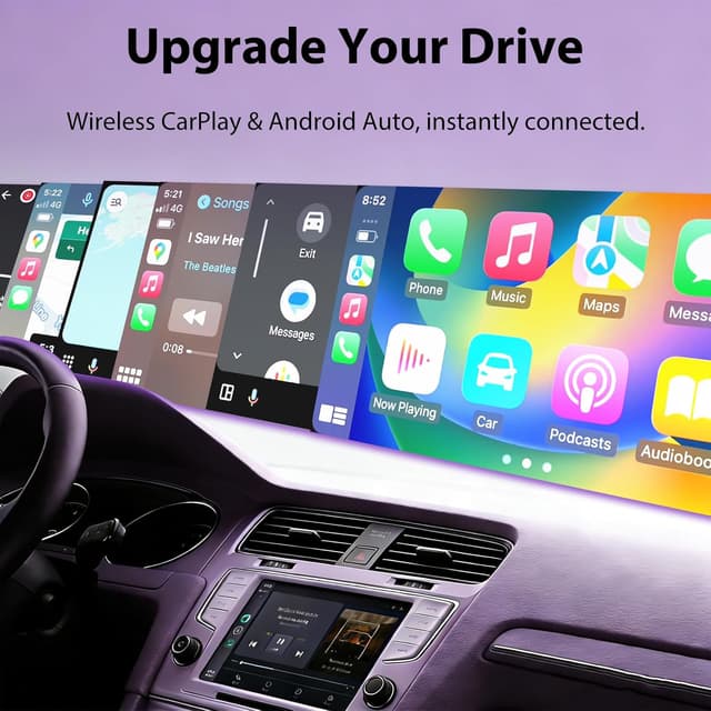 Detalle de Astraon Adattatore wireless 2 in 1 per auto CarPlay e Android (USB mini, argento) per connettività dal 2016