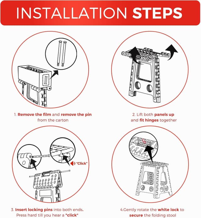 Thumbnail 5 de ACKO Folding Step Stool 16 Inch 400 lbs