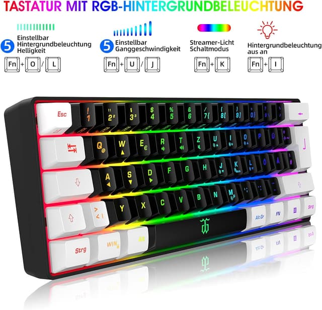 Detalle de 60% Snpurdiri Gaming Tastatur, 61 Tasten