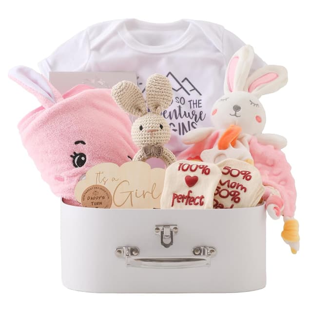 Thumbnail 6 de Promise Babe Baby Geschenk Set zur Geburt (Junge/Mädchen) – Badetuch, Babydecke, Strampler, Socken, Holzgreifling & Rassel