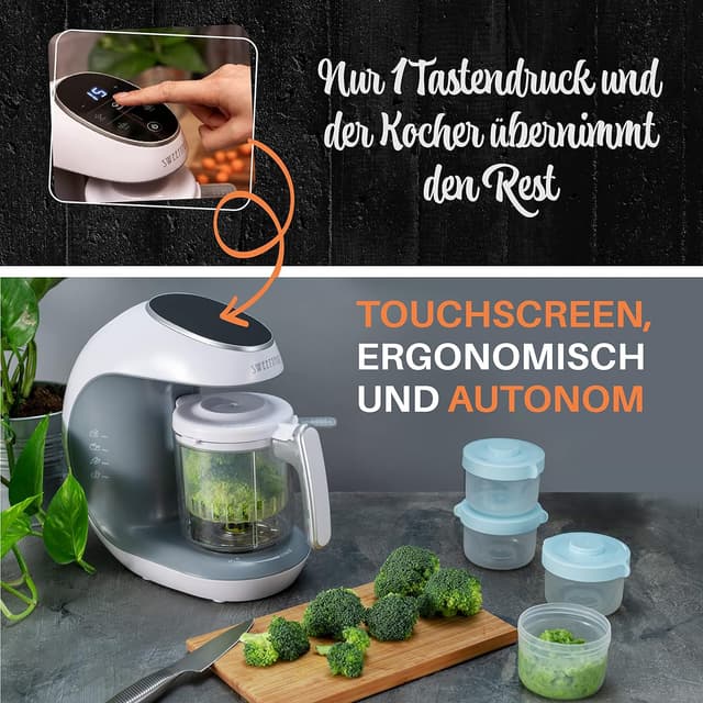 Detalle de Sweety Fox 7-in-1 Multifunktions Babynahrungszubereiter – Dampfgarer, Mixer, Pulse, Sterilisieren & mehr