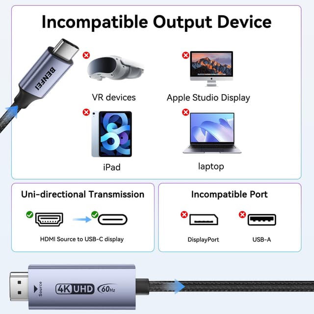 Thumbnail 5 de BENFEI Adattatore HDMI→USB‑C 1.8m 4K@60Hz