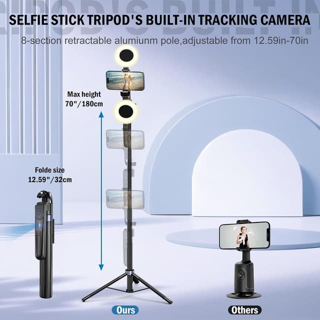 Detalle 2 de Auto Face Tracking Tripod for iPhone with Light
