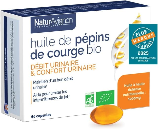 Detalle de Huile de pépins de courge BIO, 1000 mg