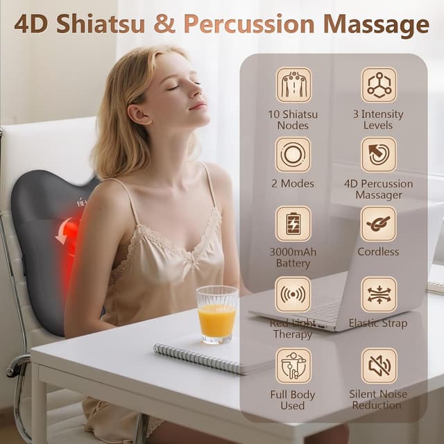 Detalle de Back Massager with Heat 3000mAh cordless