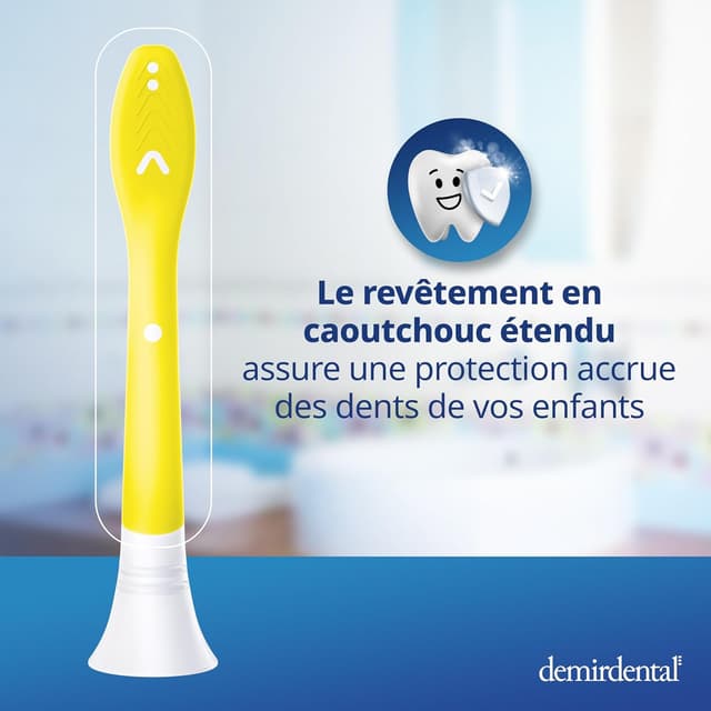 Detalle de Têtes de brosse demirdental pour Philips Sonicare Kids (7 à 10 ans) – Jaune, lot de 8, compatibilité HX6048/HX6044