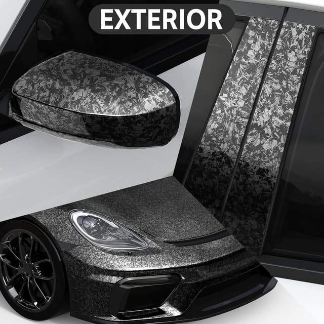Detalle 2 de Foneso Forged Carbon Folie (Silber) – 150 x 30 cm Carbon-Vinyl für Auto-Schutz & DIY-Wrap