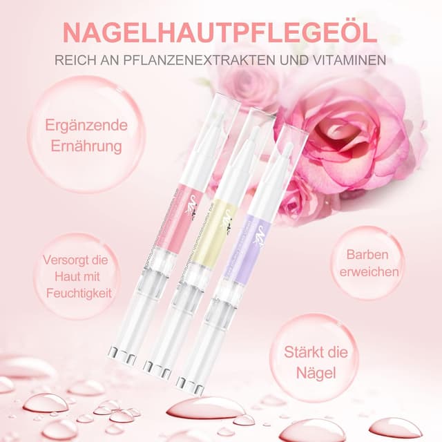 Detalle 2 de AISEELY Nagelöl Stift (Cuticle Oil) – Set mit 8 Nagelhaut-Ölstiften für gepflegte, weniger trockene Nägel