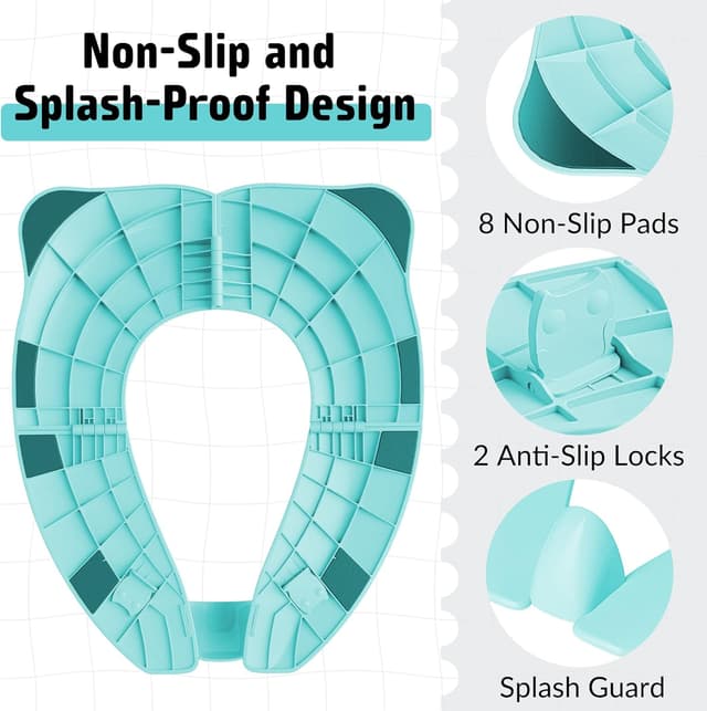Thumbnail 2 de Maliton Potty Training Toilet Seat for Boys and Girls (Aqua Blue) – Foldable Travel Toilet Seat with Splash Guard & Travel Bag