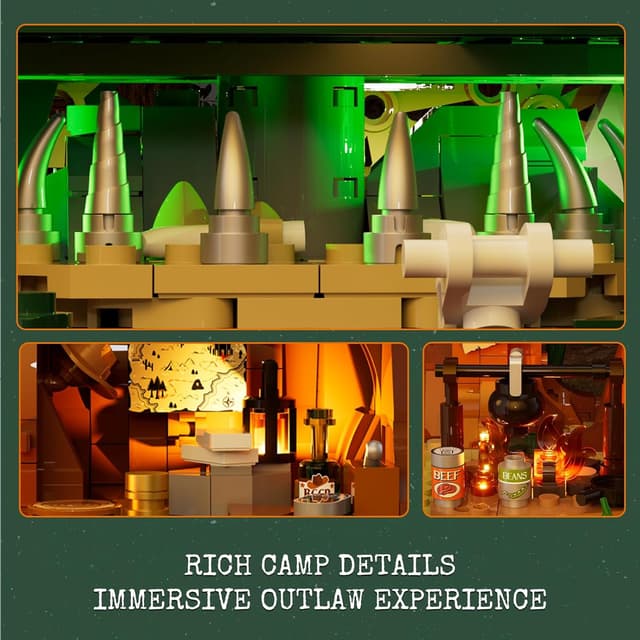 Detalle 2 de Lumibricks Sequoia Banditenlager Western-BAU-Set mit LED – 1.183 Teile, Redwood-Versteck