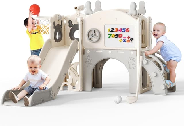 Thumbnail 6 de Altalena Scivolo 6 in 1 per bambini con canestro e telescopio 🛝