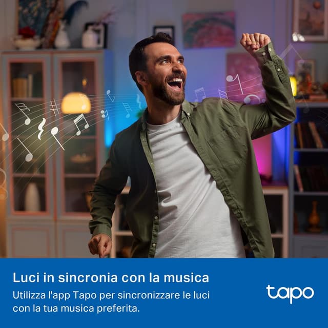 Detalle de Tapo L430C lampadina smart E14 multicolore (Alexa/Google) con Sync-to-Music e timer, 4 pezzi