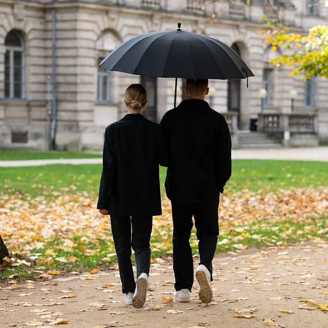 Detalle de LOGAN & BARNES Stockschirm Sturmfest XXL „EDINBURGH“ Ø120 cm mit Echtholzgriff und geräuschloser Gummispitze
