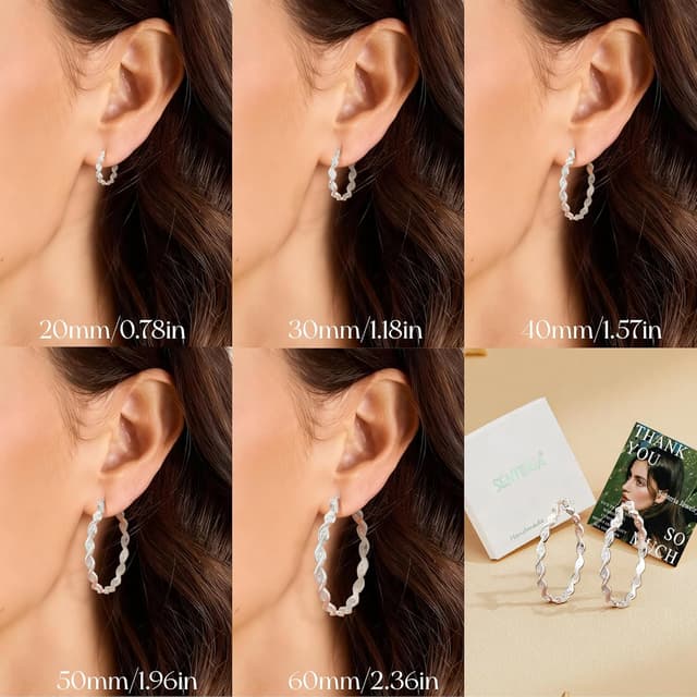 Detalle 2 de SENTERIA Creolen aus Silber 925 mit Twisted-Design und kubischem Zirkonia (hypoallergen)