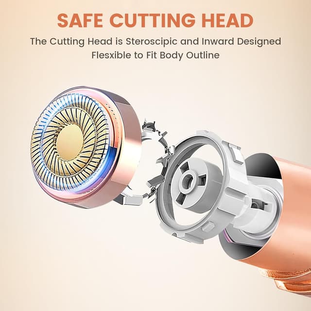 Detalle de Portable Facial Hair Remover for Women (Rechargeable) with 2 Replacement Heads for Face, Upper Lip & Chin