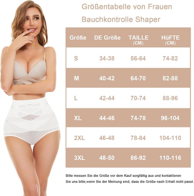 Detalle de SIMIYA Damen Shapewear Unterhose „Bauchweg“ mit hoher Taille und gekreuzten elastischen Bändern