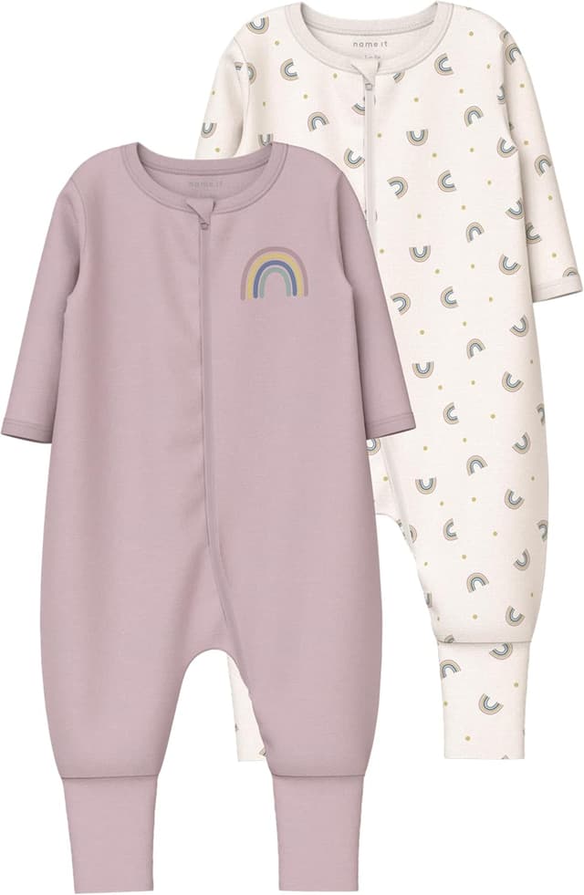 Detalle de Name it Nbfnightsuit 2P Zip FF Jet Rainbow: il pigiama intero con zip per bambina