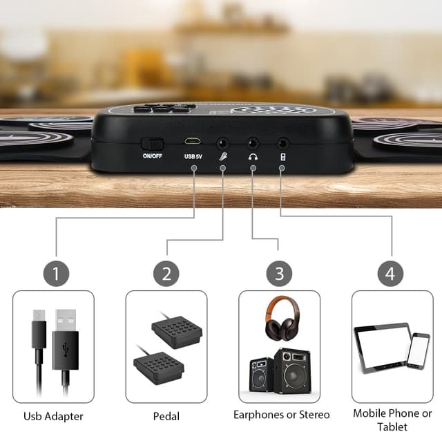 Detalle de OFFCUP Batterie électronique 9 pads 🥁