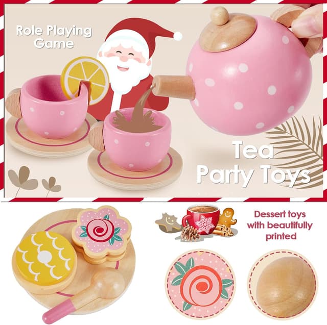 Thumbnail 2 de AOLEVA Wooden Afternoon Tea Set for Toddlers