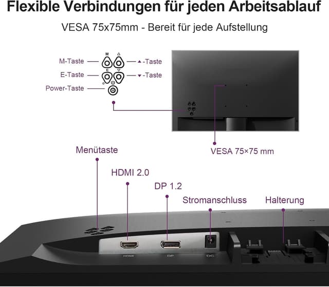 Detalle 2 de GEESUU 24 Zoll Gaming Monitor 144 Hz