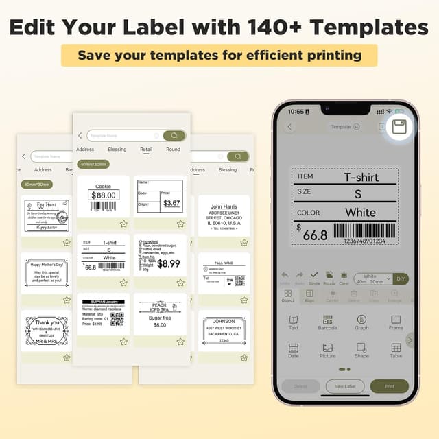 Detalle de SUPVAN T50M Pro Version 2 Bluetooth Label Maker (inkless) with 3 tapes and waterproof wide labels