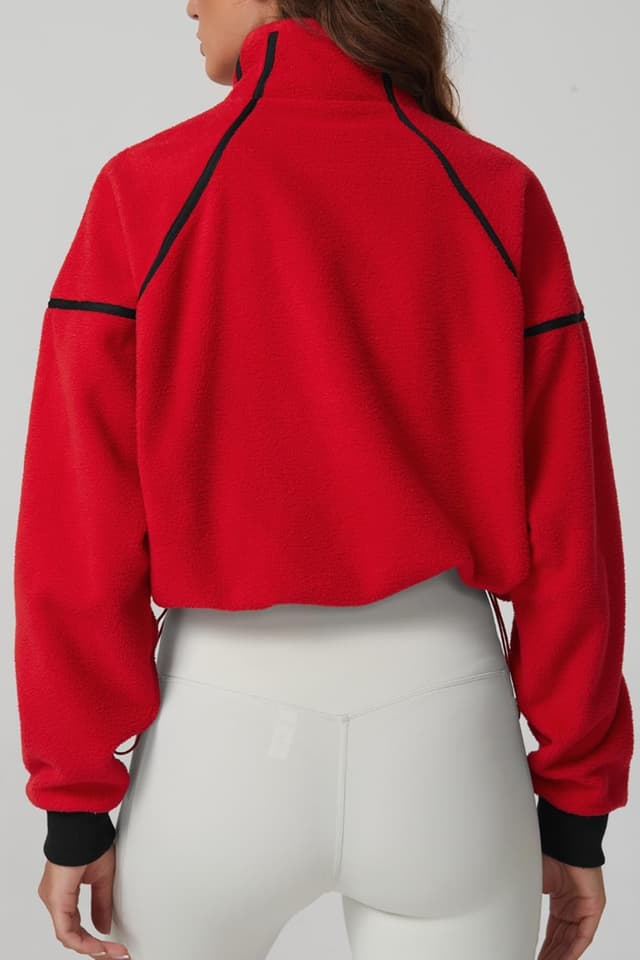 Detalle 2 de QINSEN Women’s Half Zip Fleece Short Pullover Sweatshirt Sherpa-Style Top