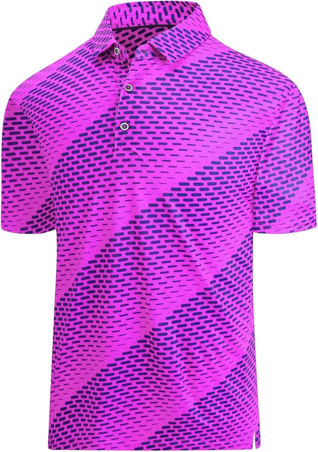 Detalle de Hodaweisolp Men’s Dry-Fit Print Moisture-Wicking Golf Polo Shirt (Short Sleeve)