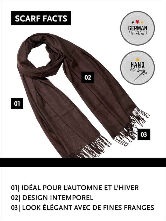 Detalle de DonDon écharpe femme hiver chaude et douce 185 x 65 cm